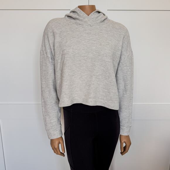 Athleta, Waffle Knit Athletic Hoodie, Heather Grey,  Women’s Medium, Activewear - Picture 1 of 10
